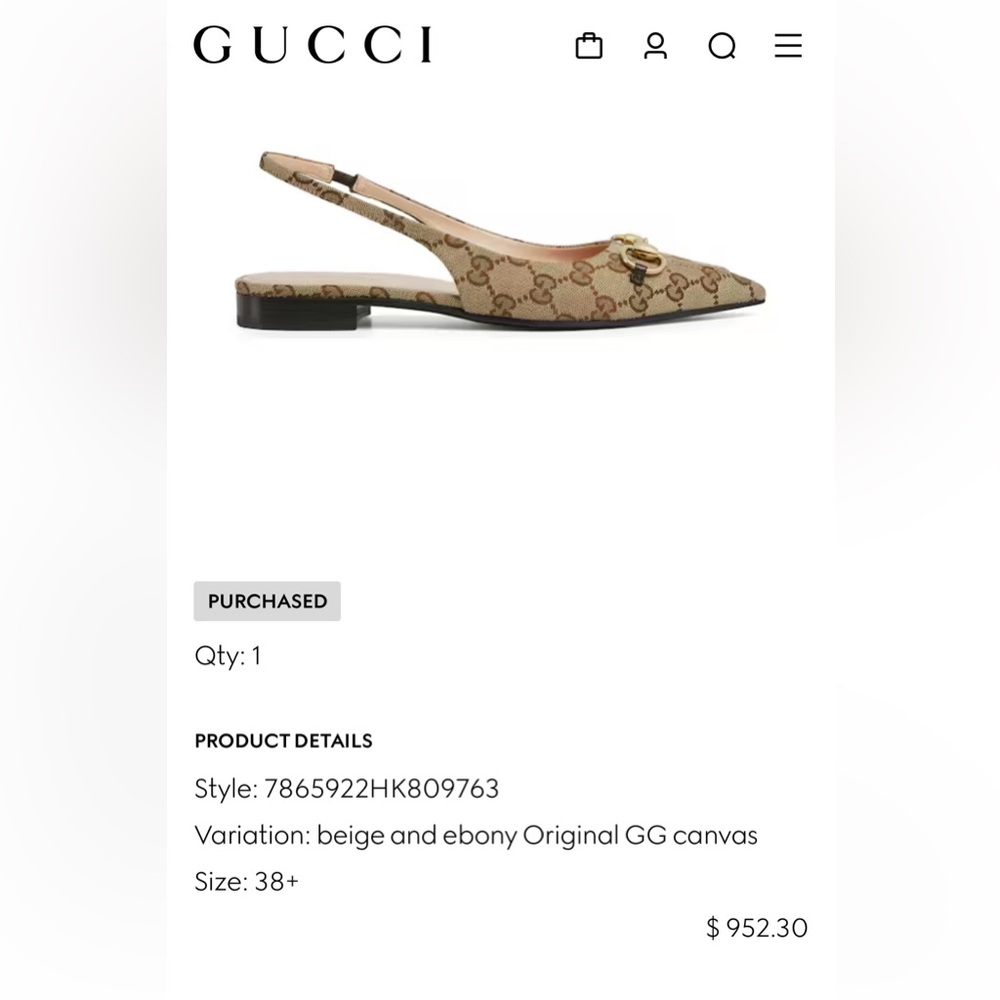 Gucci Beige and Brown Slingback Flats